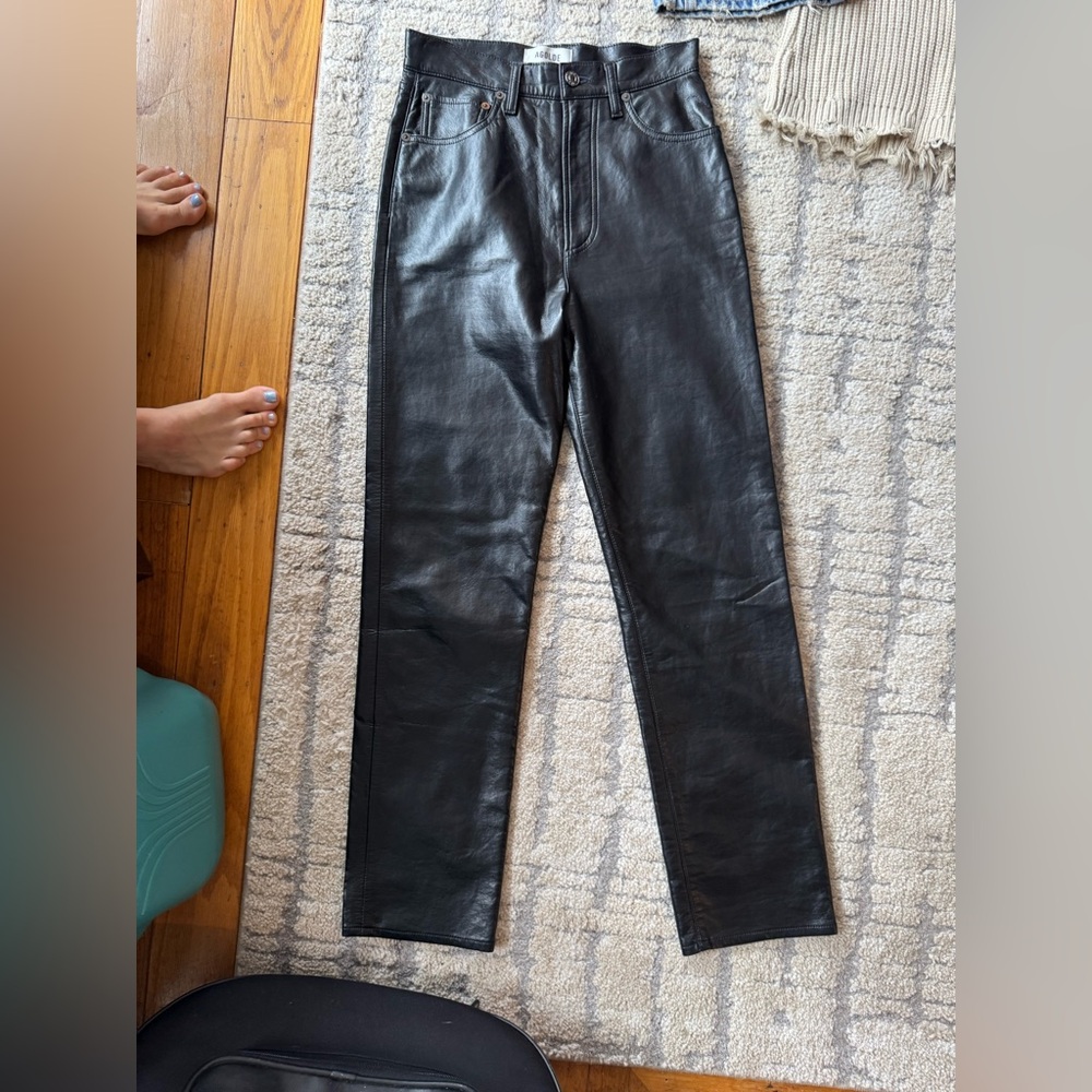 Agolde Black Recycled Leather Blend Pants